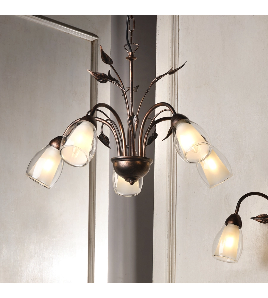 LAMPADARIO 5 LUCI ONLI "LILIANA" BRONZO E14